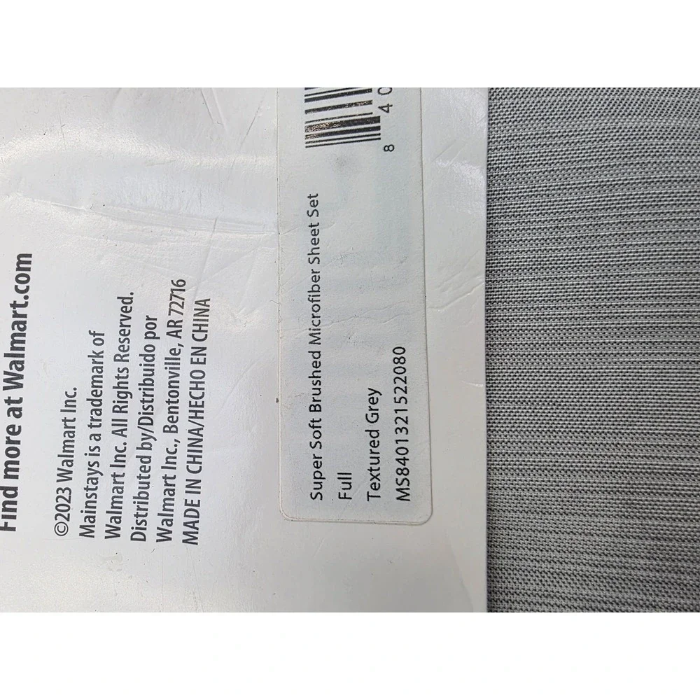Mainstays Super Soft Brushed Microfiber Full Sheet Set Textured Grey 4pc New bb3